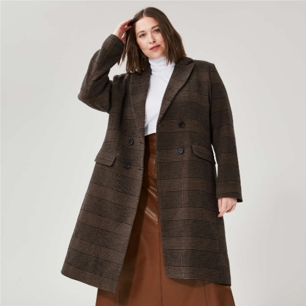 🏷️NWT JOE FRESH Striped BROWNISH Gray  TRENCH Coat SIZE 3XL